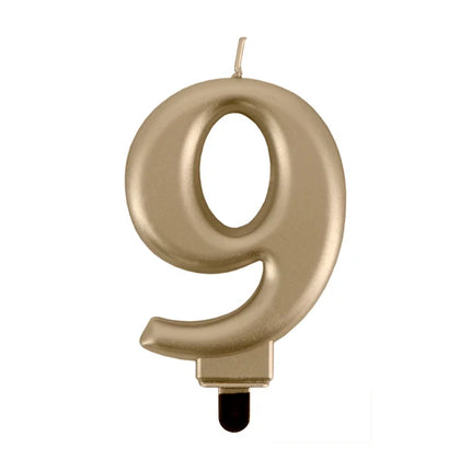 9-års-lys, guld, 8 cm