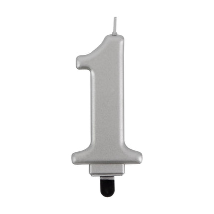 1 års stearinlys, sølvmetallic, 7 cm