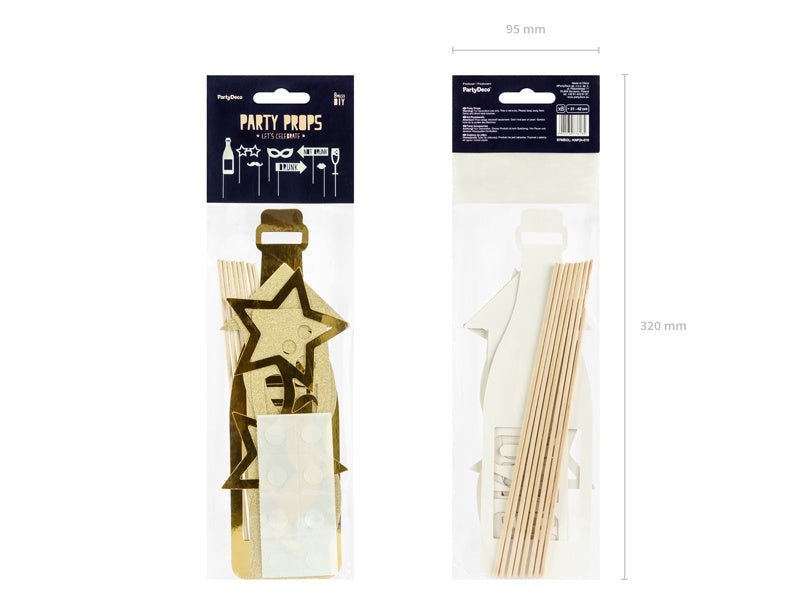 Photobooth Let'S Celebrate Goud 8st van Partydeco koop je bij Partywinkel