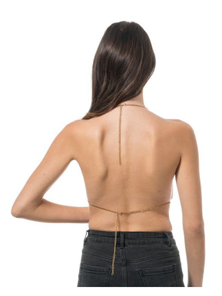 Lyserød metallic haltertop, one size