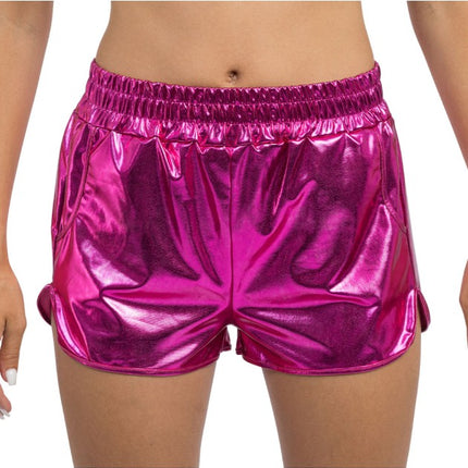 Lyserød metallic-shorts til kvinder