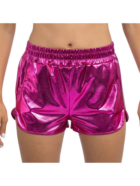 Lyserød metallic-shorts til kvinder