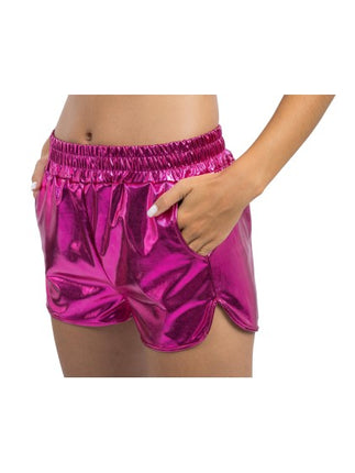 Lyserød metallic-shorts til kvinder