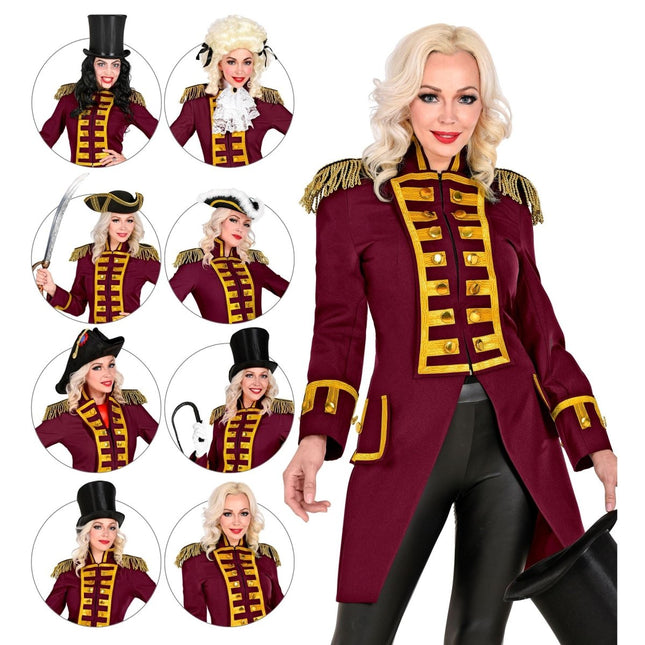 Piraat Jas Bordeaux Rood Dames van Widmann koop je bij Partywinkel