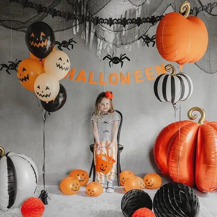 Pompoen Helium Ballon Zwart Wit Leeg 39cm van Partydeco koop je bij Partywinkel