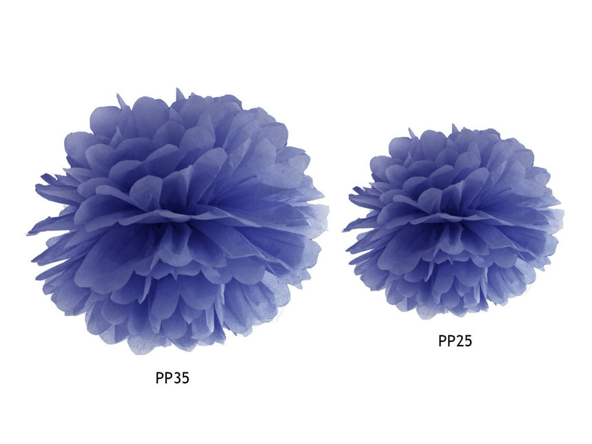 Pompon Blauw 25cm van Partydeco koop je bij Partywinkel