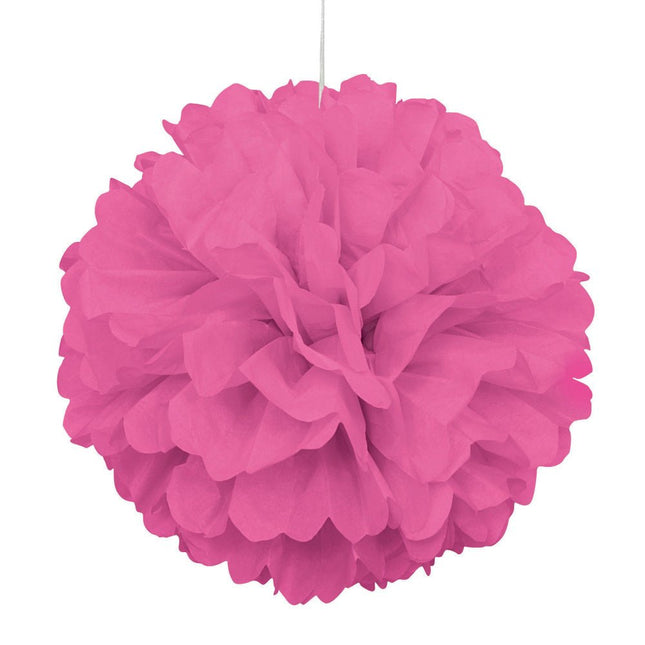 Pompon Roze 40cm van Unique koop je bij Partywinkel