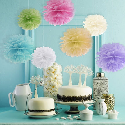 Pompon Vanille Creme 25cm van Partydeco koop je bij Partywinkel