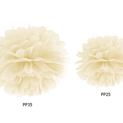 Pompon Vanille Creme 35cm van Partydeco koop je bij Partywinkel