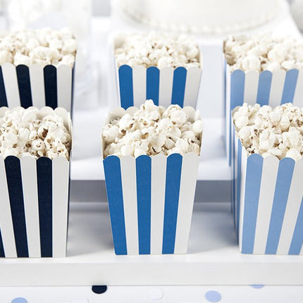 Popcorn Bakjes Blauw Mix 12,5cm 6st van Partydeco koop je bij Partywinkel
