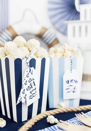 Popcorn Bakjes Blauw Mix 12,5cm 6st van Partydeco koop je bij Partywinkel
