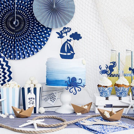 Popcorn Bakjes Blauw Mix 12,5cm 6st van Partydeco koop je bij Partywinkel