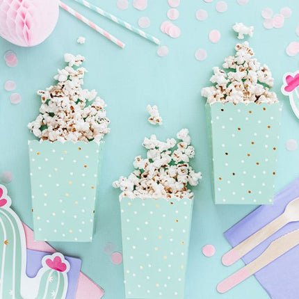 Popcorn Bakjes Mint Groen 12,5cm 6st van Partydeco koop je bij Partywinkel
