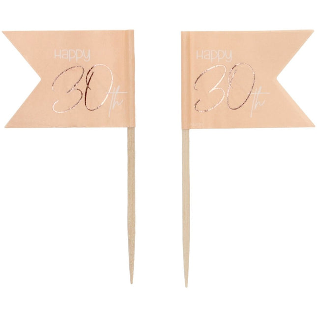 Prikkers 30 Jaar Rose Goud 6,5cm 36st van Folat koop je bij Partywinkel