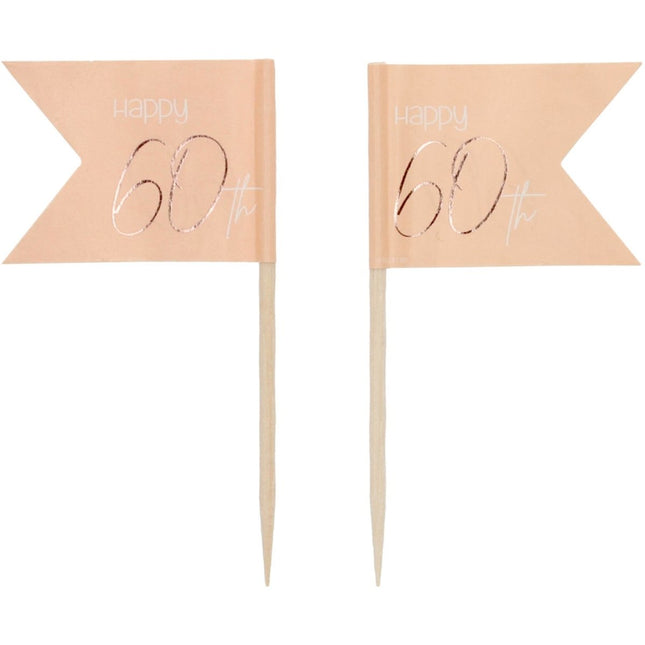 Prikkers 60 Jaar Rose Goud 6,5cm 36st van Folat koop je bij Partywinkel