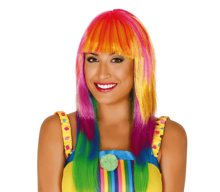 Pruik Lang Haar Meerkleurig van Fiestas Guirca koop je bij Partywinkel