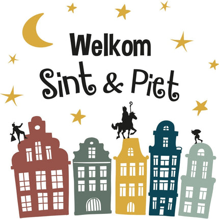 Raamstickers Welkom Sint En Piet 5st van Folat koop je bij Partywinkel