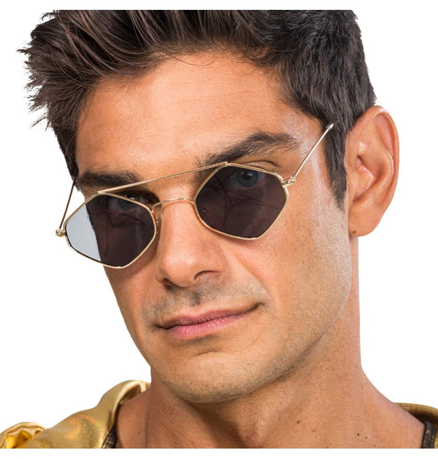 Rapper-briller - med ternet metalstel - 14 cm x 13,5 cm x 4,6 cm