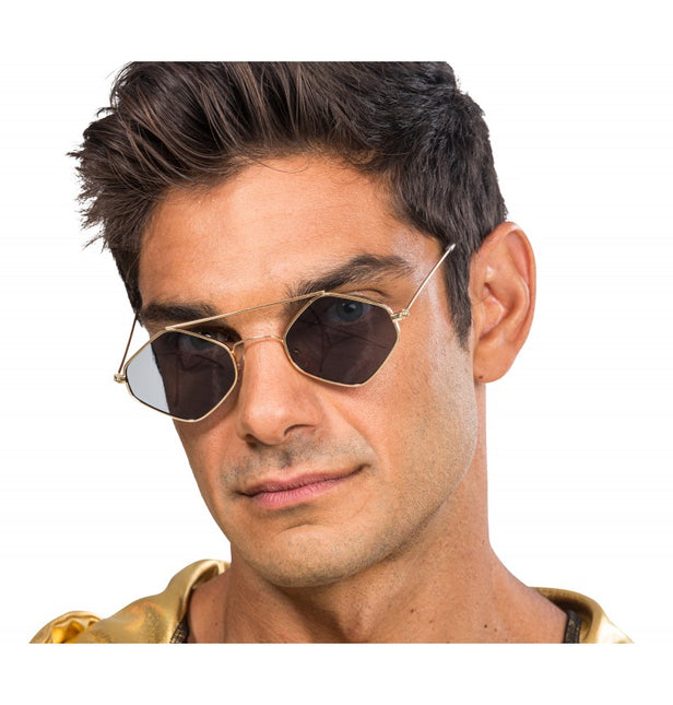 Rapper-briller - med ternet metalstel - 14 cm x 13,5 cm x 4,6 cm