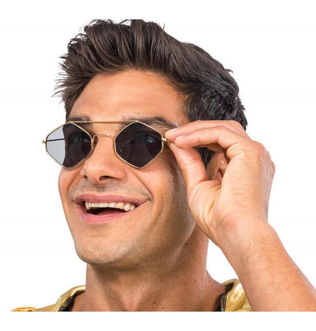 Rapper-briller - med ternet metalstel - 14 cm x 13,5 cm x 4,6 cm