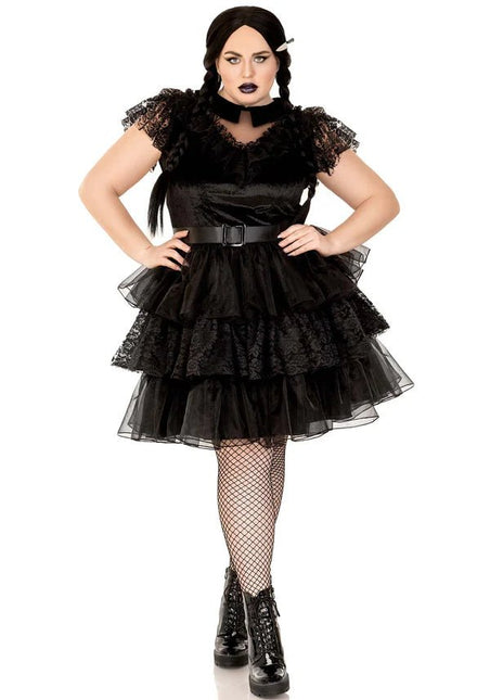 Raving Rebel Wednesday Jurk Dames Plus Size Leg Avenue van Leg Avenue koop je bij Partywinkel