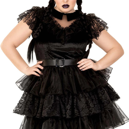 Raving Rebel Wednesday Jurk Dames Plus Size Leg Avenue van Leg Avenue koop je bij Partywinkel