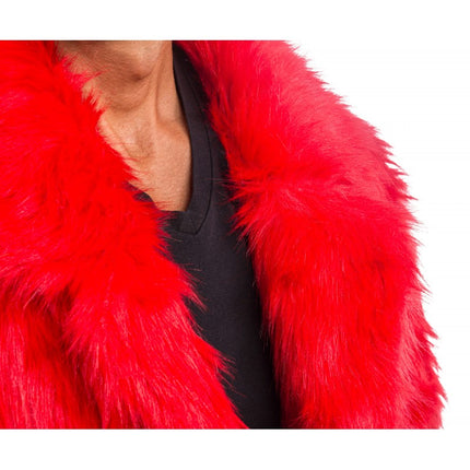 Rød frakke i imiteret pels - Unisex
