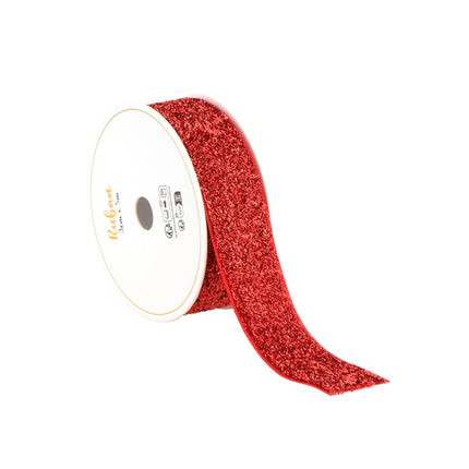 Rødt bånd med glitter 25Mm 3m