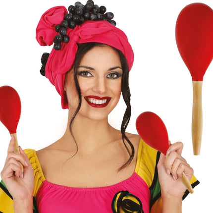 Red wooden maraca 20 cm van Fiestas Guirca koop je bij Partywinkel