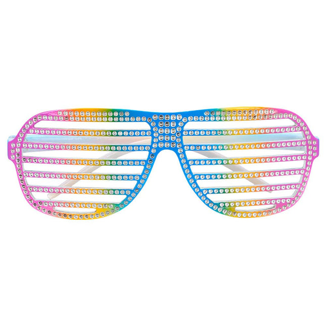 Regenboog Bril Gesptreept Glitters van Boland koop je bij Partywinkel