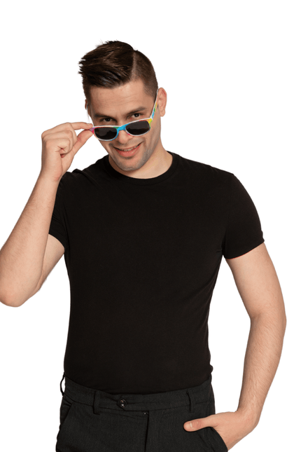 Regenboog Bril Zwarte Glazen van Partychimp koop je bij Partywinkel