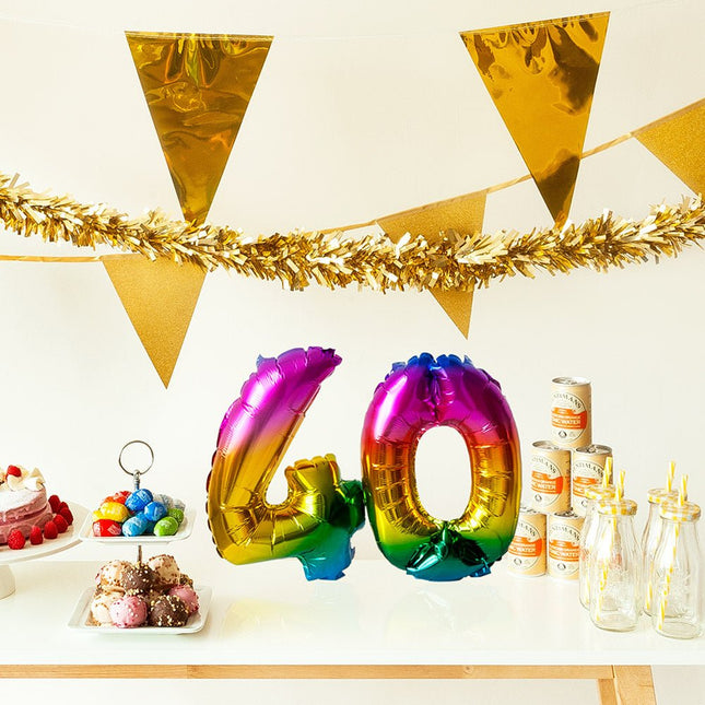 Regenboog Cijfer Ballon 9 Jaar 36cm van Boland koop je bij Partywinkel