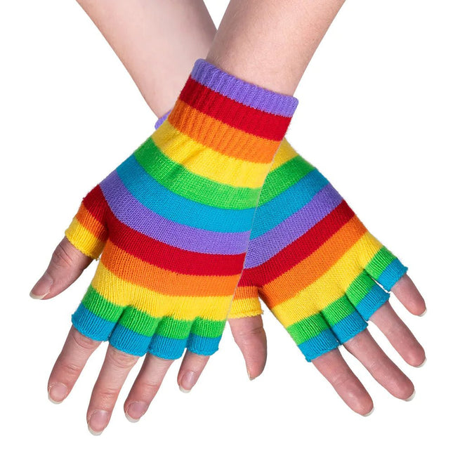 Regenboog Handschoenen Vingerloos van Boland koop je bij Partywinkel