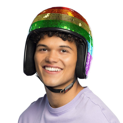 Regenboog Helm Disco van Boland koop je bij Partywinkel