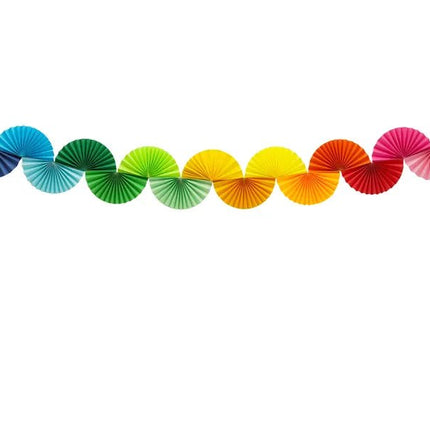 Regenboog Slinger Papieren Waaiers 2,5m van Partydeco koop je bij Partywinkel
