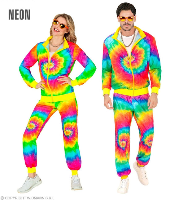 Regenboog Trainingspak Fout Tie Dye van Widmann koop je bij Partywinkel