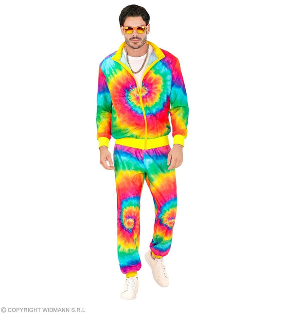 Regenboog Trainingspak Fout Tie Dye van Widmann koop je bij Partywinkel