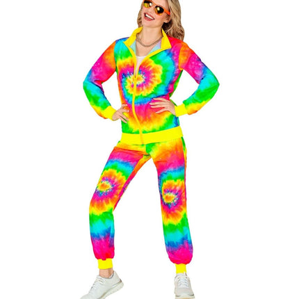 Regenboog Trainingspak Fout Tie Dye van Widmann koop je bij Partywinkel