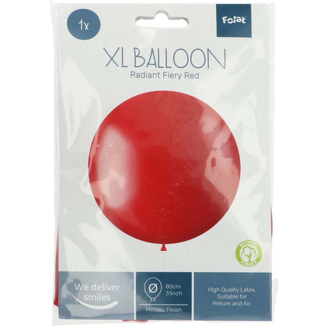 Rode Ballon Metallic Fiery Red 80cm van Folat koop je bij Partywinkel