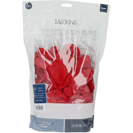 Rode Ballonnen Ruby Red 33cm 100st van Folat koop je bij Partywinkel