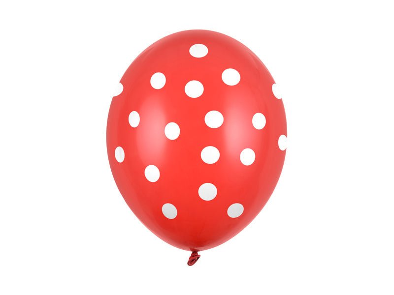 Rode Ballonnen Witte Stipjes 30cm 6st van Partydeco koop je bij Partywinkel