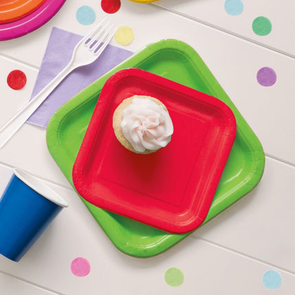 Rode Borden Vierkant 17,5cm 16st van Unique koop je bij Partywinkel