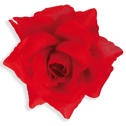 Rode Broche Roos 10cm van Widmann koop je bij Partywinkel