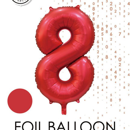 Rode Cijfer Ballon 8 Jaar Glans 86cm van WeFiesta koop je bij Partywinkel