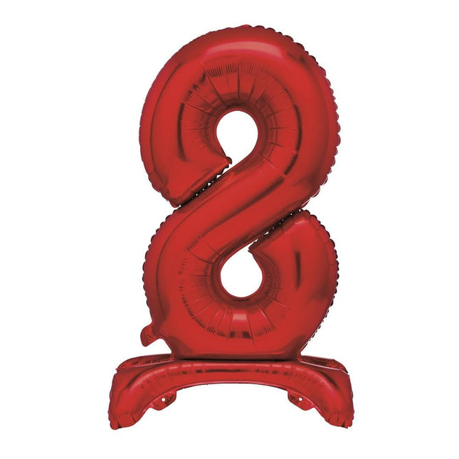 Rode Cijfer Ballon 8 Jaar Met Standaard 76cm van Unique koop je bij Partywinkel