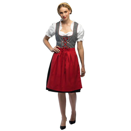 Rode Dirndl Jurk Oktoberfest Grijs Frau van Boland koop je bij Partywinkel