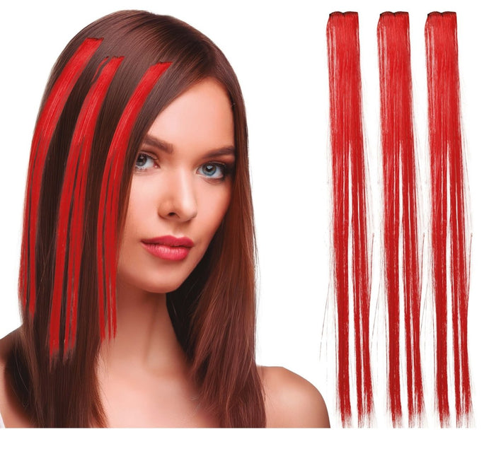 Rode Hair Extension 50cm 3st van Fiestas Guirca koop je bij Partywinkel