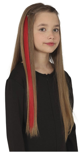 Rode Hair Extension 50cm 3st van Fiestas Guirca koop je bij Partywinkel