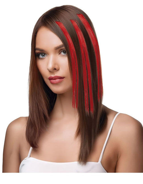 Rode Hair Extension 50cm 3st van Fiestas Guirca koop je bij Partywinkel