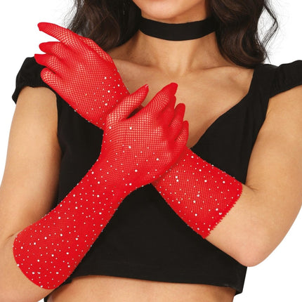 Rode Handschoenen Glitters 30cm van Fiestas Guirca koop je bij Partywinkel